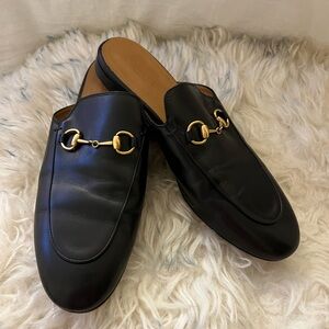 Gucci Women’s Princetown Horsebit Loafer Mule Black Leather Size 39.5 US 9.5